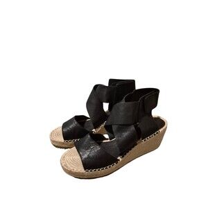 Eileen Fisher Size 9 Willow Espadrille Wedge Sandals Tumbled Leather